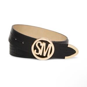 MWOT Logo Buckle in Matte Croco with Logo Engraved Tip Edge Belt black L​